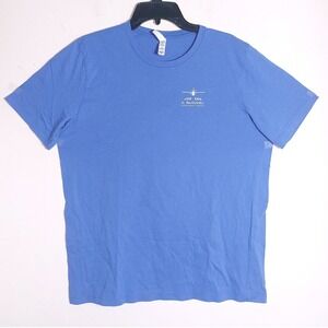 Bella Canvas T Shirt Blue Airplane Graphic Crew Neck Short Sleeve Casual Mens XL